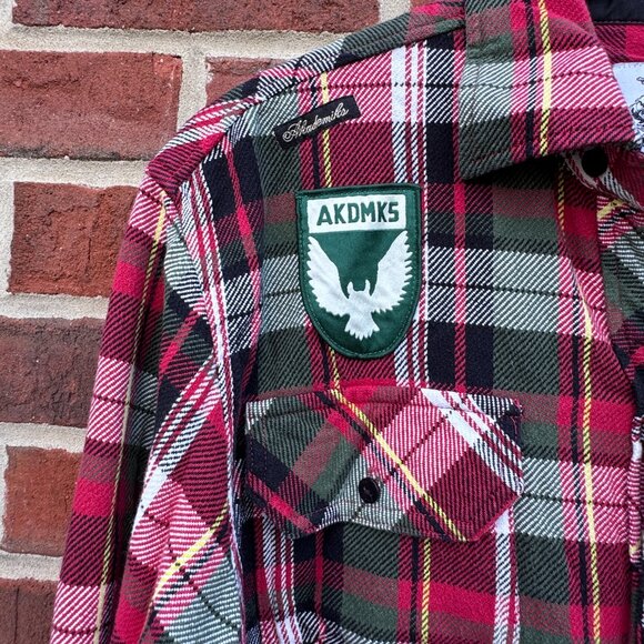 AKDMKS Akademiks Flannel Shirt Mens XL Red Green Plaid Long Sleeve - Picture 3 of 10